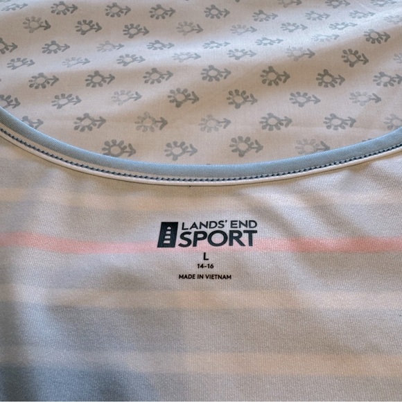 New Lands' End Sport Striped Womens Activewear Large Tank Top in Blue and Orange - Picture 5 of 6